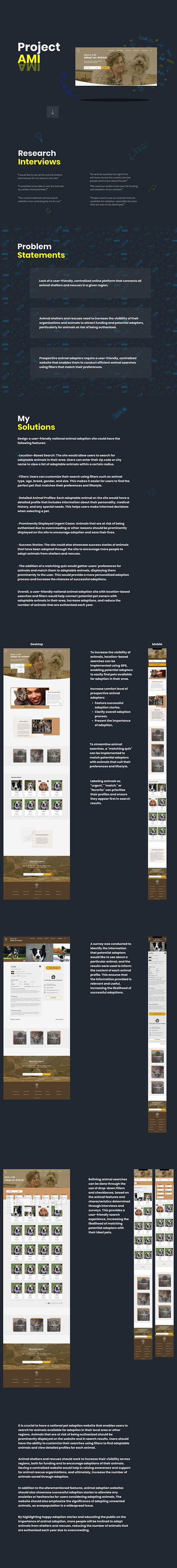 Portfolio: AMI - A National Pet Adoption Website design graphic design ui ux ux design