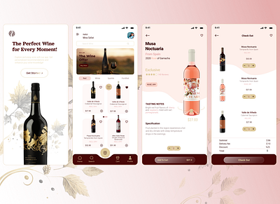 Wine App Design/App alcoholic drinks app branding graphic design mobile order ui wine