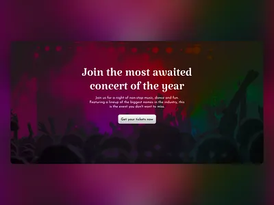 Landing page design blending mode colors concert dark mode design hero section landing page ui user interface visual design web design website