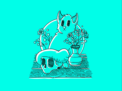 Still Life animation cat character design flowers illustration momento mori skull still life