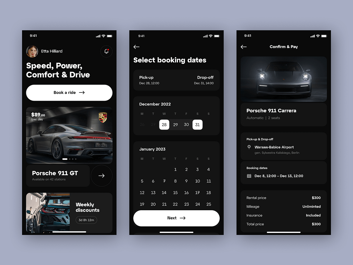 Premium Car Booking App & Logo by Vasyl Falach on Dribbble