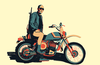 Hunter Thompson Illustration design designer illustration logo motorcycle procreate vector