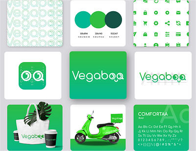 Vegaboo | Vegan Food Finder App - Logo and Brand Identity Design branding design fun graphic design green illustration logo minimal mobile app mockup typography ui uiux ux vector vegan