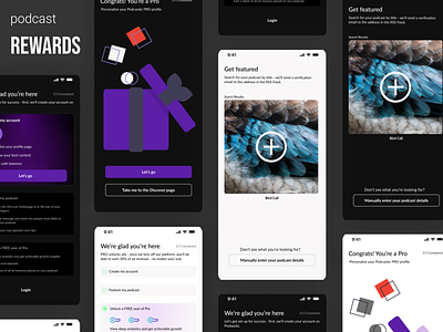 light & dark mode b2c consumers design mobile app podcasts rewards ui user experience ux