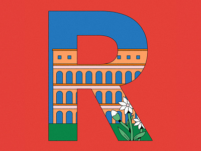 R is for Rome city illustration colorful colourful design digital art digital illustration editorial illustration graphic design illustration magazine illustration ui visual design