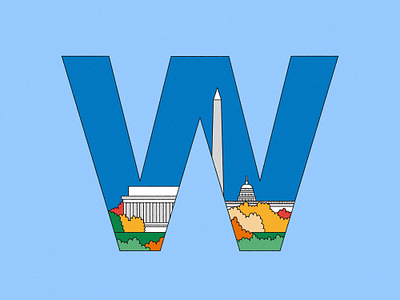 W is for Washington 🌳 city illustration colorful colourful design digital art digital illustration editorial editorial illustration graphic design illustration ui visual design