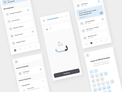 Minimalist Language Learning App Concept academic app design duolingo edtech education language languages learning linguistics mobile app persian school technology ui ux