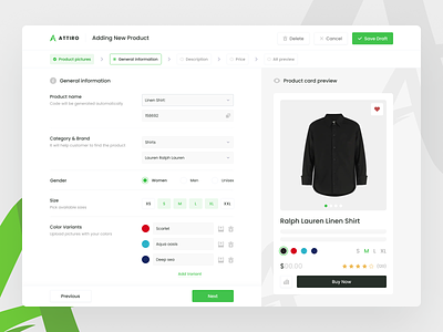 Attiro - Add Product add app branding clean clothes design edit editing interface management product schedule store ui ux web