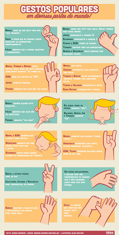 Ilustrações para infográfico - Megacurioso / NZN article body curiosities cute education gesture graphic design hand illustration infographic language online people sign