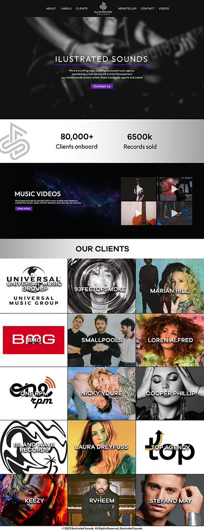 Homepage design for a music label branding design graphic design typography ui ux