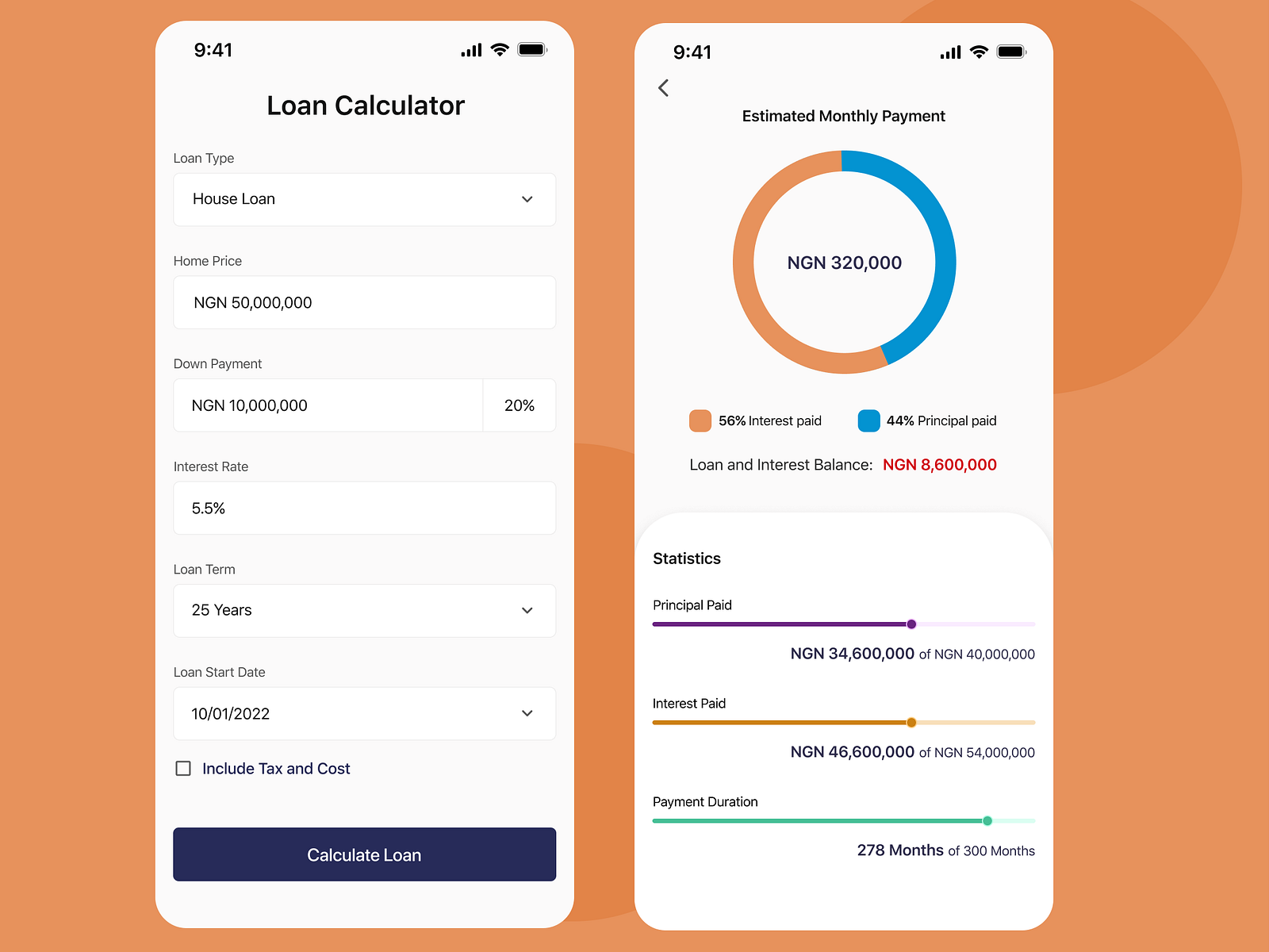 Loan Calculator App - DailyUI by Kaosarat badmus on Dribbble