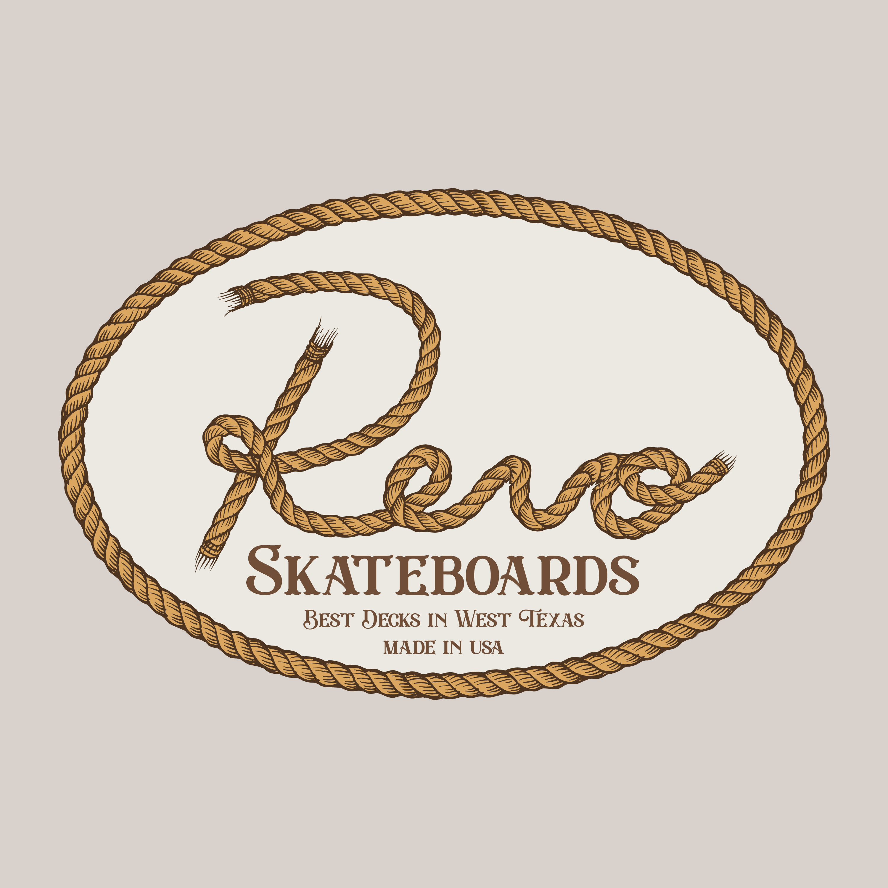 Revo Skateboards, "Best in the West" brush design graphic graphic design illustrator lettering rope skateboarding texas typography western
