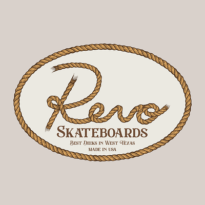 Revo Skateboards, "Best in the West" brush design graphic graphic design illustrator lettering rope skateboarding texas typography western