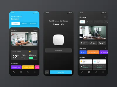 Smart Home App - Concept alarm app design camera control figma home home app home automation mobile app mobile design mockup security smart smart device smarthome ui ux