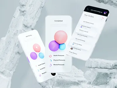 Snug Yourself 3d animation app branding bubbles cinema4d concept design motion graphics redshift stress ui ux