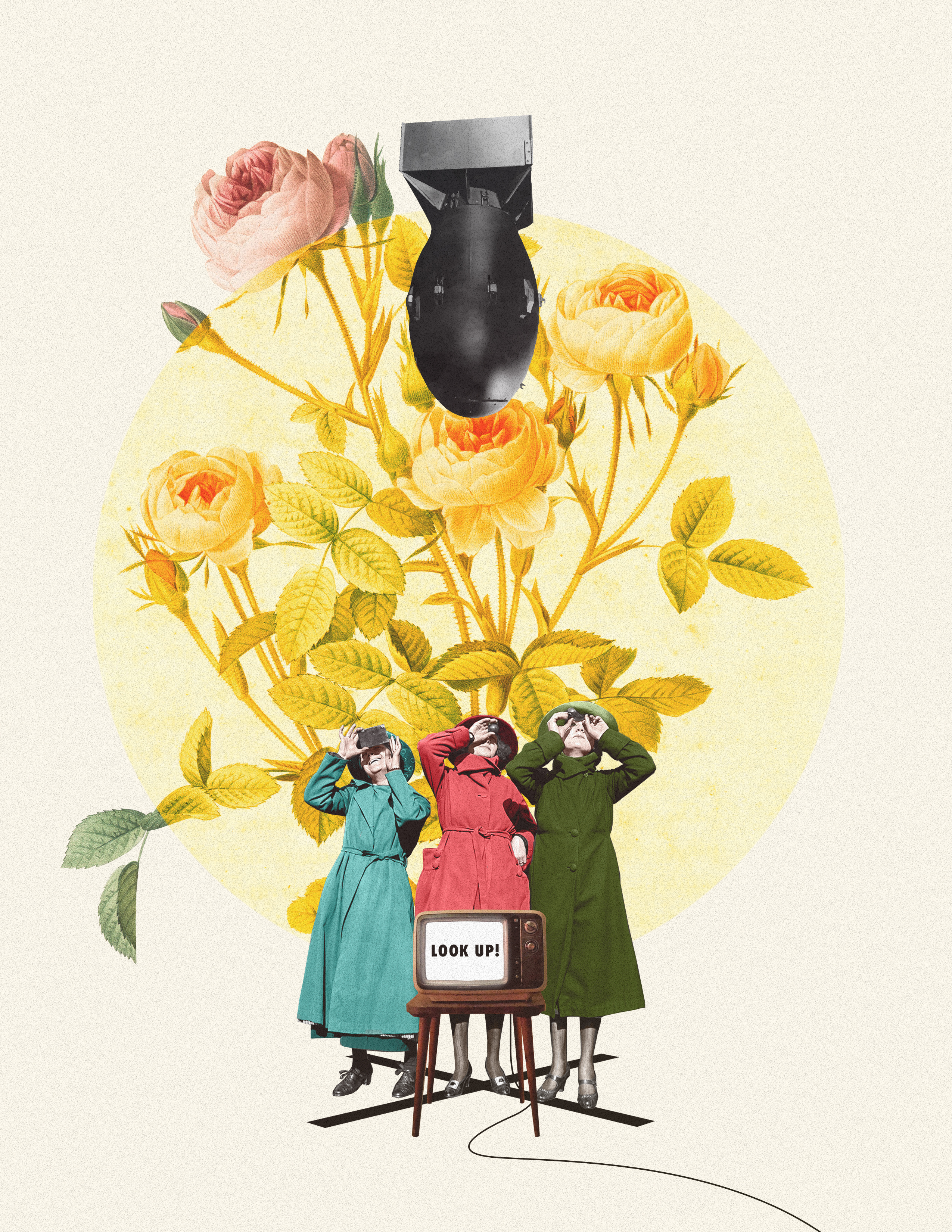 Look up! - Digital Collage bombs away collage color digital art digital collage looking up poster texture