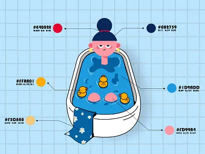 Amy in the bathroom🛀 2d 2d illustration art bathroom design girl graphic design illustration illustrator motion graphics paint