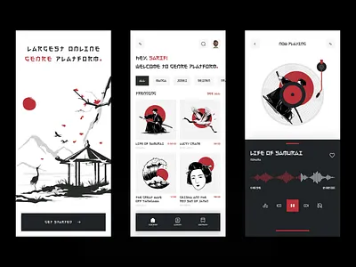 Genre-AudioBook Mobile App Japan Design🏯 2023 animation audiobook book branding clean clean app landing design illustration japan landingpage logo mobileapp music popular productdesign trend ui uidesign uiuxdesign