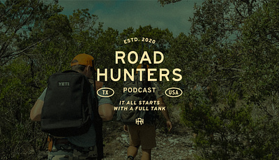 Type Lockup for Road Hunters Podcast branding design hunters hunting image logo monogram outdoors outdoorsy photo background podcast texas type type lockup typographic typography yeti
