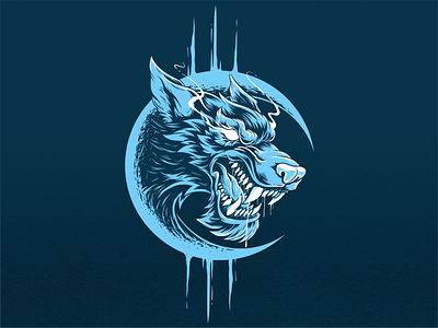 Moon Wolf character design dog illustration moon t shirt wolf