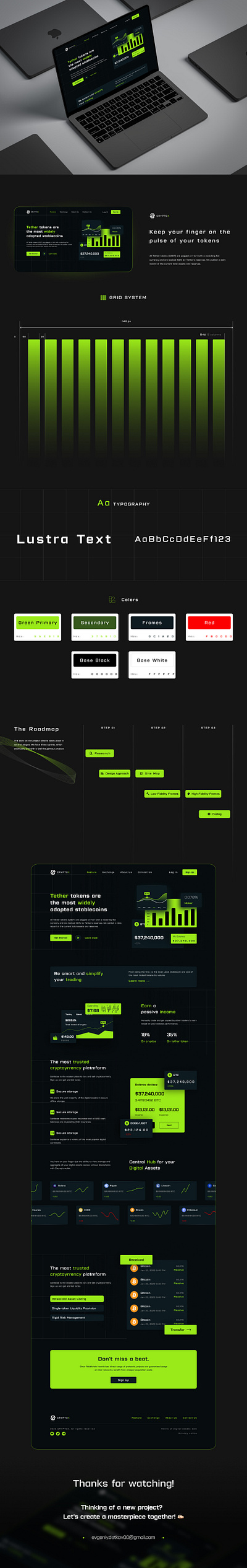 Trading Cryptocurrency Landing Page black branding crypto cryptocurrency design finance website graphic design green illustration landing page logo mockup nft responsive websie ui uiux vector website website design