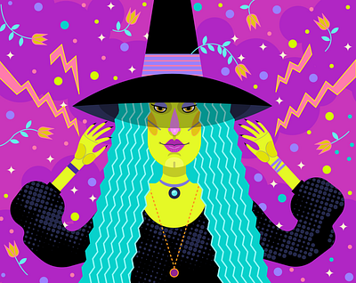 Witch cartoon character girl halloween illustration pink vector witch witchcraft