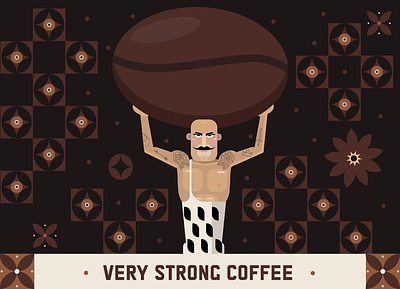Very Strong Coffee brown cartoon character coffee design illustration man vector