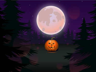 Halloween cartoon halloween illustration moon pumpkin starry night vector