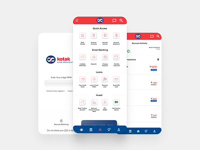 Kotak Mahindra Bank App Redesign account app bank banking design finance app fintech icon minimal redesign sort technology typography ui ux