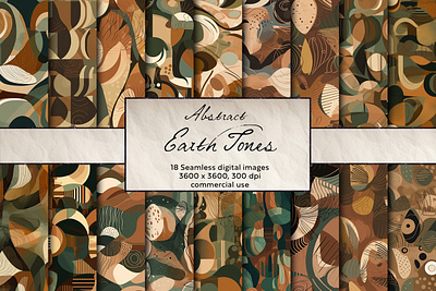 Abstract Earth Tones Seamless Pattern, Digital Art