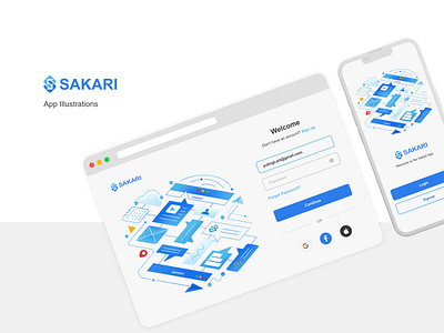 Login Page Design for Sakari.io 2d illustration app design app illustration branding design flat art flat illustration graphic design hero image illustration illustration art logo mobile typography ui uiux ux web web design web illustration