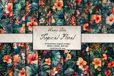 Tropical Floral Seamless Pattern, Digital Art