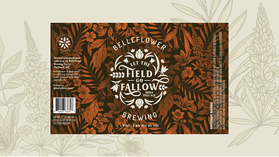Let the Field Go Fallow IPA beer label botanical illustration craft beer design floral pattern illustration label art label design packaging design typogaphy