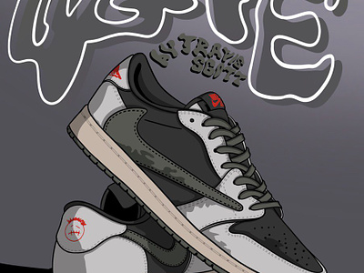 Poster Jordan 1 Low Travis Scott Olive. art basketball cactus jack chicago chicago bulls design draw illustration jordan kicks kobe bryant lebron logo music nba nike poster prints travis scott vector