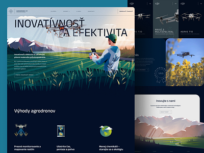 Agro Drony Home Page 2d 2d illustration agriculture digital illustration drone drone pilot farming field flower green illustration interface design landing landing page pilot precision farming tech technology web design webdesign