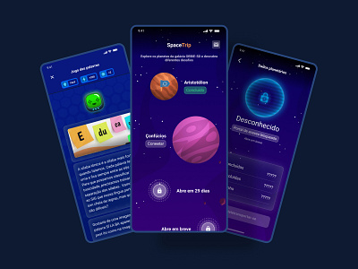 Space gamefication app app design duolingo figma galaxy game gamification illustration space tech ui ux