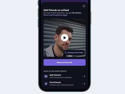 Invite Friends with Embedded Video crypto design invite socialfi ui video web3