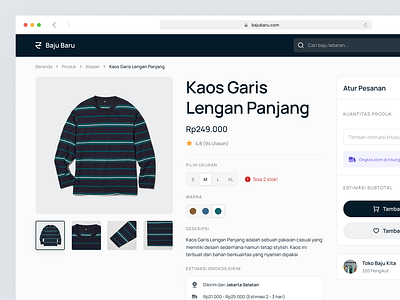 Fashion Product Detail Webview buy cart clean color design detail ecommerce fashion icon interface marketplace minimal product selector shop simple style ui webapp webview