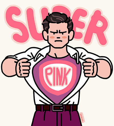 Super Pink cartoon graphic design hero illustration pink