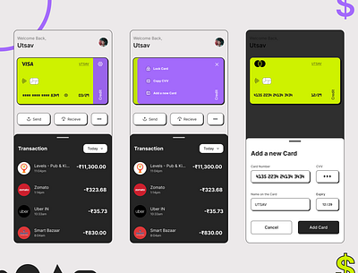 Credit Card UI Design animation app credit card dailyui design graphic design illustration motion graphics typography ui ui design user experience ux