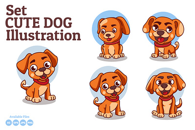 Set Cute Dog Illustration branding design dog icon illustration ux