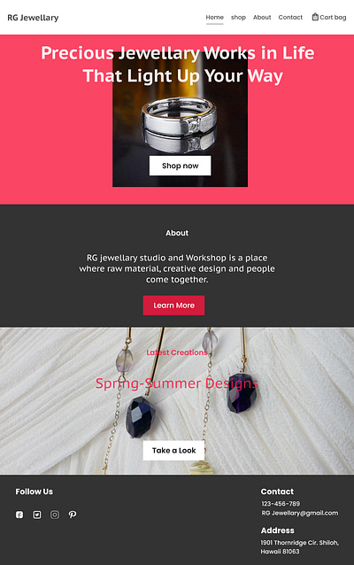 A Complete Jewellery Website design graphic design jewellery website ui landing page uiux design web design