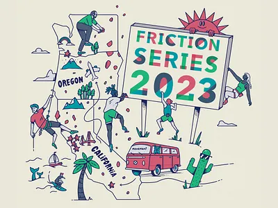 Movement Friction Series climbing illustration graphic desgin hand drawn illustration merch design outdoors illustration rock climbing t shirt illustration
