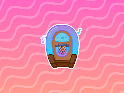 jukebox! cute design flat icon illustration inkscape jukebox orange pink smile sticker vector waves
