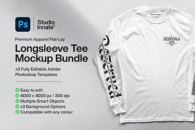 Long Sleeve Tee - Mockup Bundle photoshop