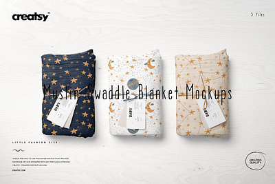 Muslin Swaddle Blanket Mockup Set baby mockup