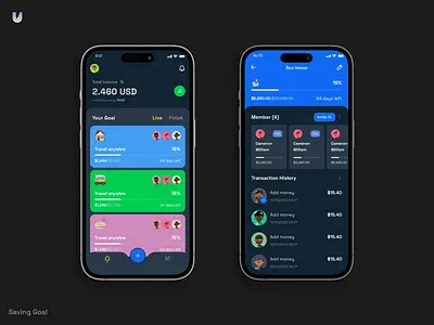 Ultimate Saving Goals app darkmode goals kit mobile saving template ui ultimate