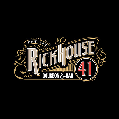Rick House 41 Bourbon and Bar bar bourbon desing logo lounge vintage whiskey