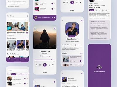 Podcast App Design - Audio, Music App app design audio audio streaming clean ui live streaming microphone minimal mobile app mobile app design music music player player podcast podcast platform podcasting product saavn soundcloud spotify streaming app