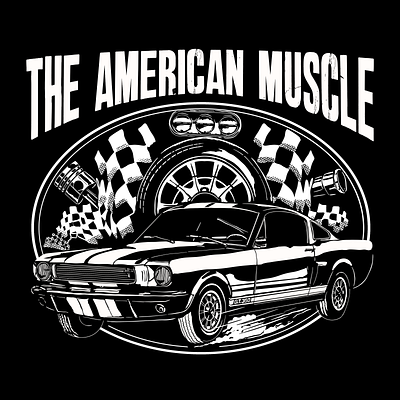 MUSCLE CAR ADDICT branding design graphic design illustration musclecar mustang mustanggt oldschool oldschool car
